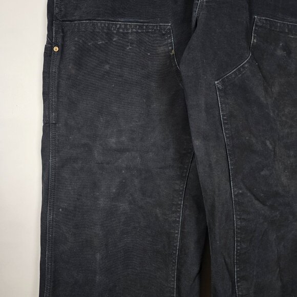 Carhartt Distressed Double Knee Workwear Men XL Black Denim Overalls - Picture 4 of 9